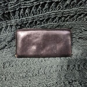 Fossil Black Leather Zip Around Wallet
